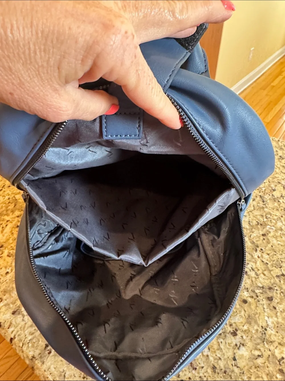 simply Vera Wang Blue Faux Leather Backpack - Sleek Everyday Bag